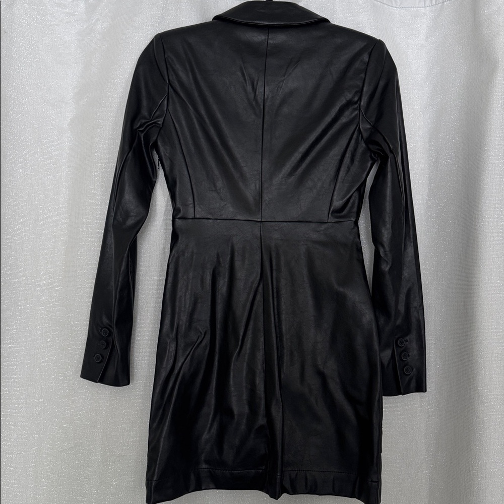 NWT EXPRESS X NEGIN MIRSALEHI BLACK VEGAN LEATHER MINI DRESS - Picture 5 of 9